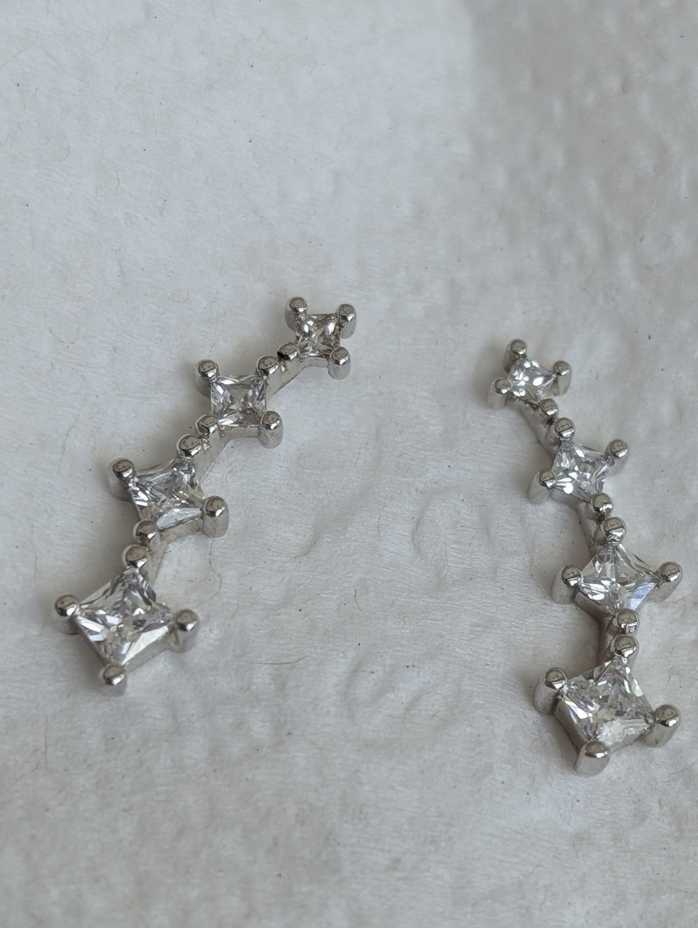 CZ Ear Climber Earrings Princess Cut Crystal Climbing Earrings